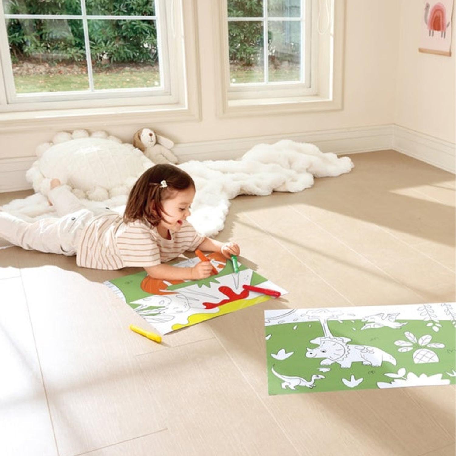 ROLLO DE PAPEL CONTINUO PARA COLOREAR MODELO DINOSAURIO CON MARCADORES - 3