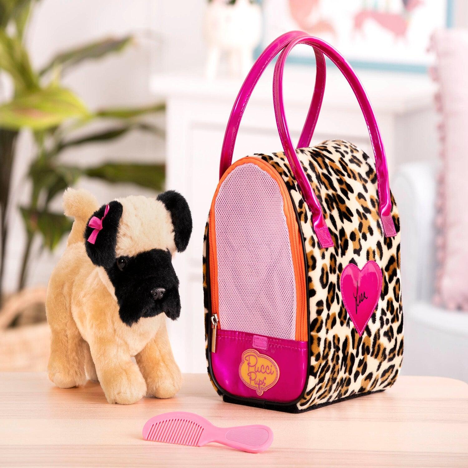 PUCCI PUPS PERRO PUG CON CARTERA LEOPARDO - 3