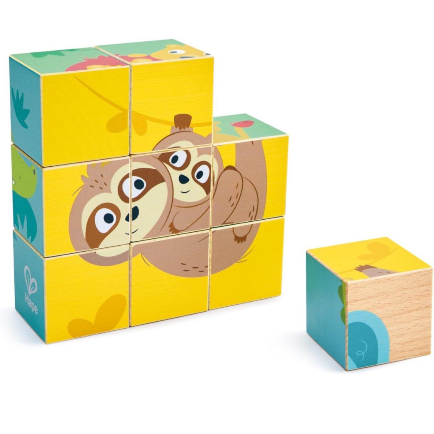 ROMPECABEZAS DE CUBOS DE MADERA ANIMALES SALVAJES 9 PIEZAS - 3