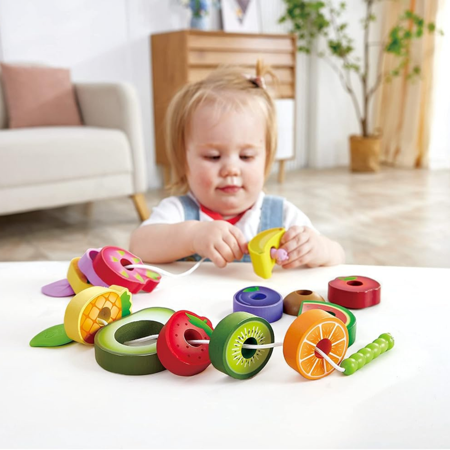 CUENTAS DE ENCAJE DE MADERA PARA ENSARTAR MODELO FRUTAS 15 PIEZAS - 5