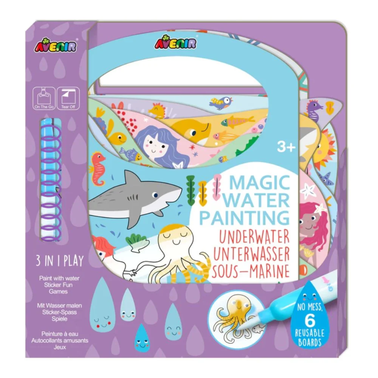 LIBRO PARA PINTAR CON AGUA Y STICKERS BAJO EL MAR - 1