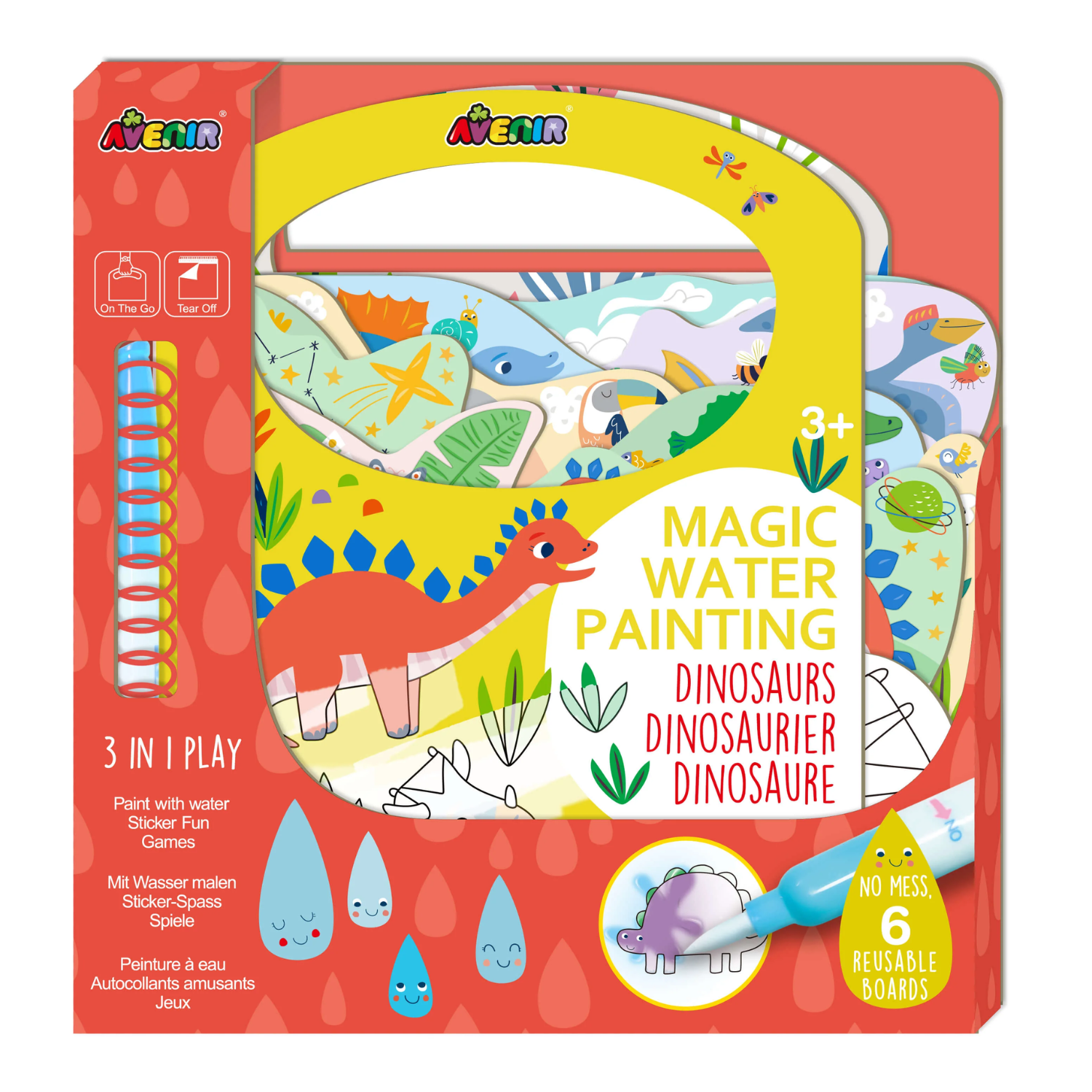 LIBRO DE ACTIVIDADES PARA PINTAR CON AGUA Y STICKERS MODELO DINOSAURIOS - 1