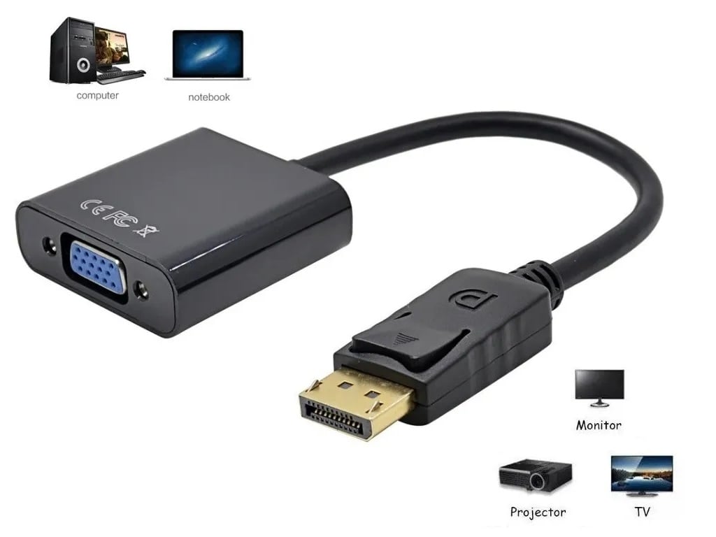 ADAPTADOR BORME CONVERTIDOR DISPLAY PORT A VGA DISPLAYPORT DP - 1