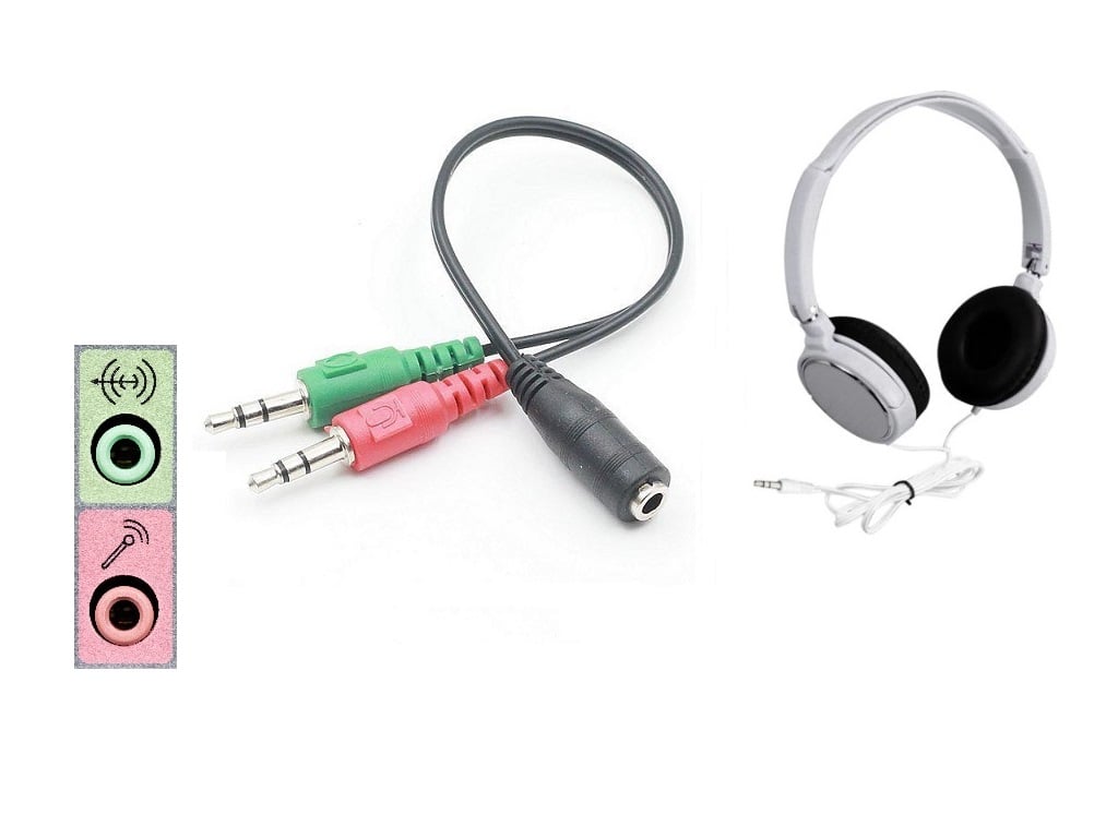 CABLE ADAPTADOR JACK 3.5MM AUDIFONO Y MICROFONO AUDIO PC - 1