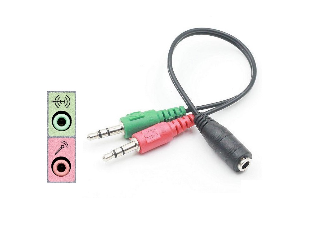 CABLE ADAPTADOR JACK 3.5MM AUDIFONO Y MICROFONO AUDIO PC - 3