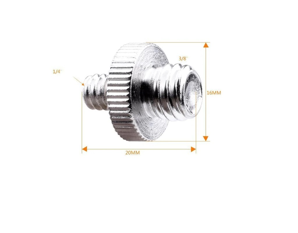 ADAPTADOR DE TORNILLO ROSCADO MACHO DE 3/8 A 1/4 TRIPODE - 2