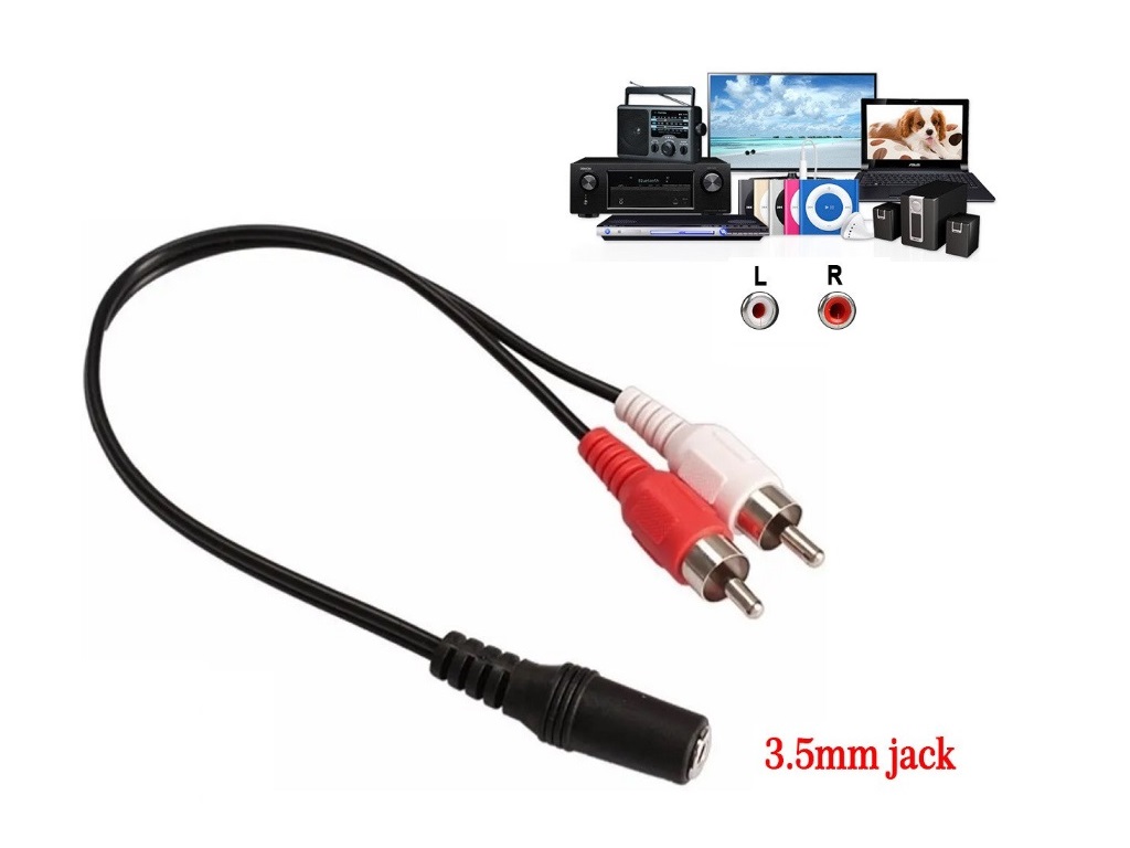 CABLE AUDIO RCA JACK 3.5MM HEMBRA ROJO BLANCO AUXILIAR - 1