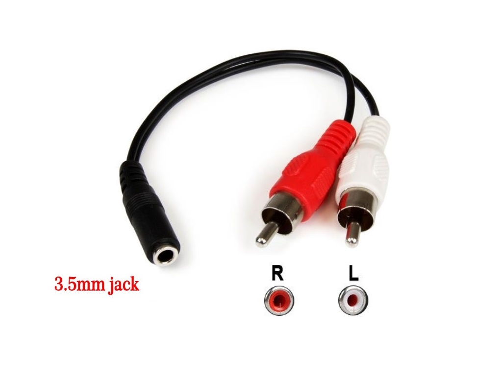 CABLE AUDIO RCA JACK 3.5MM HEMBRA ROJO BLANCO AUXILIAR - 2