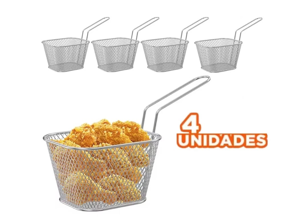 MINI CESTA PARA PAPAS FRITAS PIQUEOS CANASTILLA X 4 UNIDADES - 1