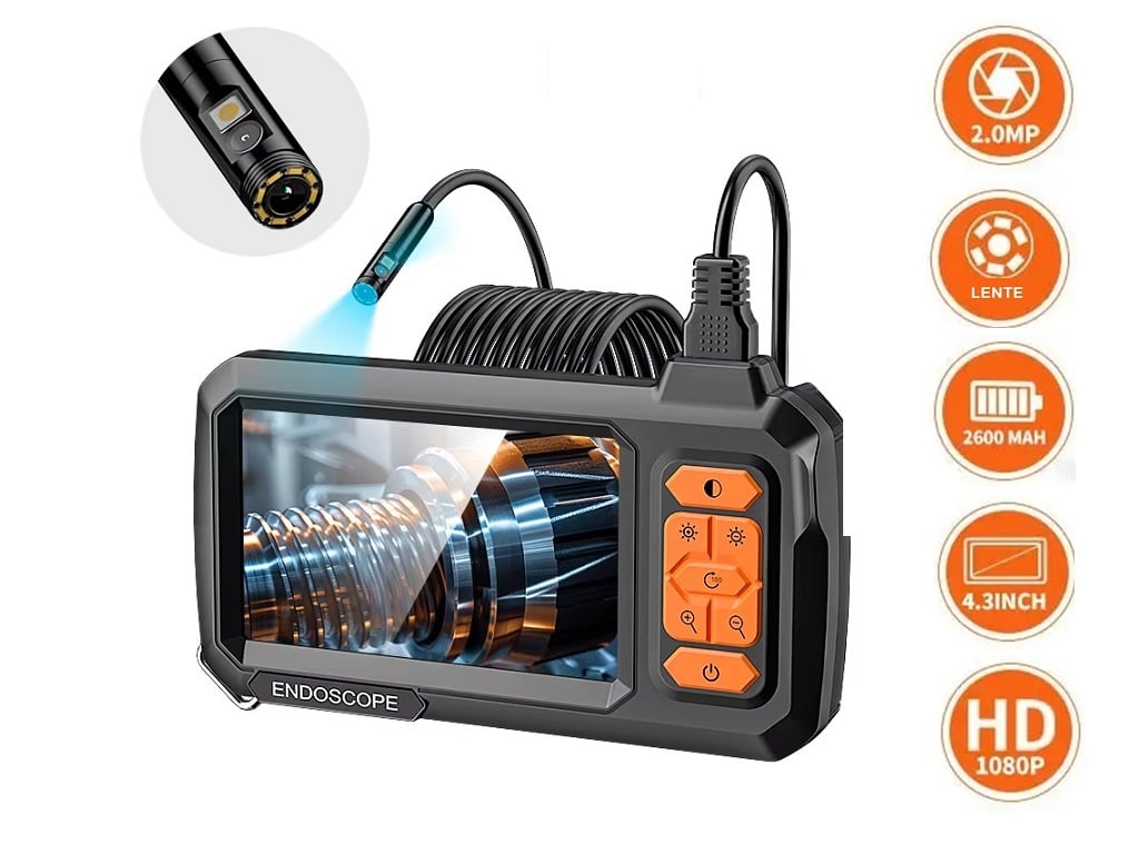 CAMARA ENDOSCOPIO PANTALLA LCD 4.3' FULL HD CABLE 5 METRO CON LUZ LED - 1