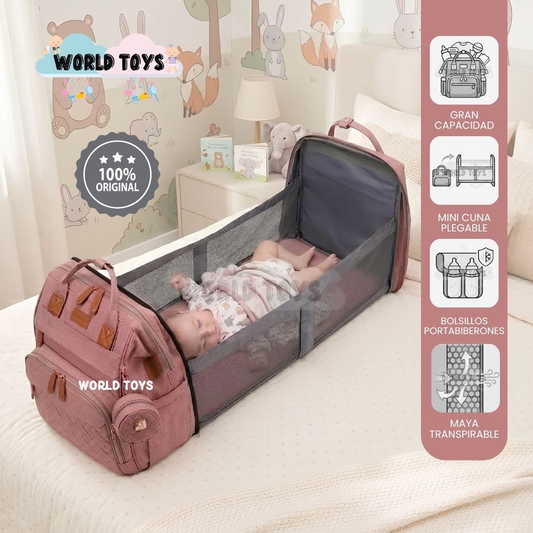 BOLSO PAÑALERO «THE BACK PACK» EXCLUSIVO ROSADO - 2
