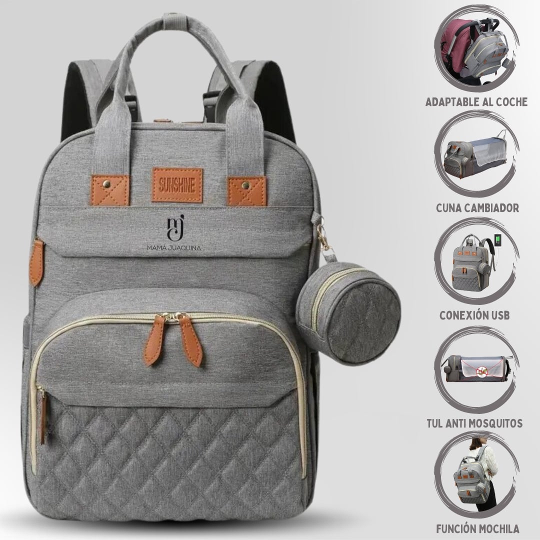 BOLSO PAÑALERO «BABY BAG SUNSHINE DELUXE» GRIS - 1