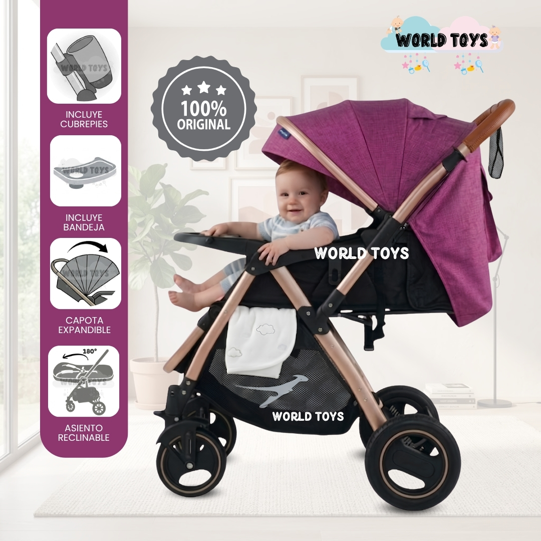 COCHE CUNA DE LUJO «RUNNER TRAVEL» MORADO - 1