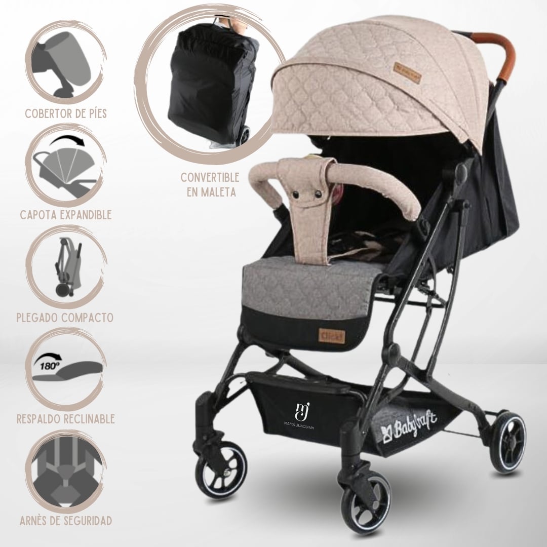 COCHE DE PASEO MALETA «CLICK» BEIGE - 1
