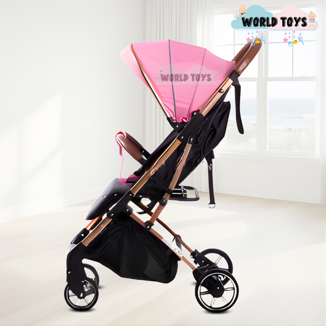 COCHE DE PASEO MALETA EBABY «SUNNY GOLD» ROSADO - 2