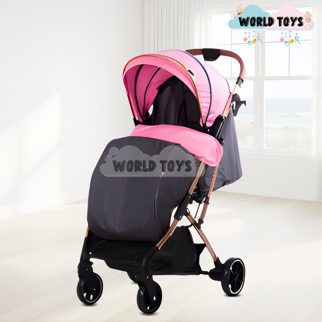 COCHE DE PASEO MALETA EBABY «SUNNY GOLD» ROSADO - 3