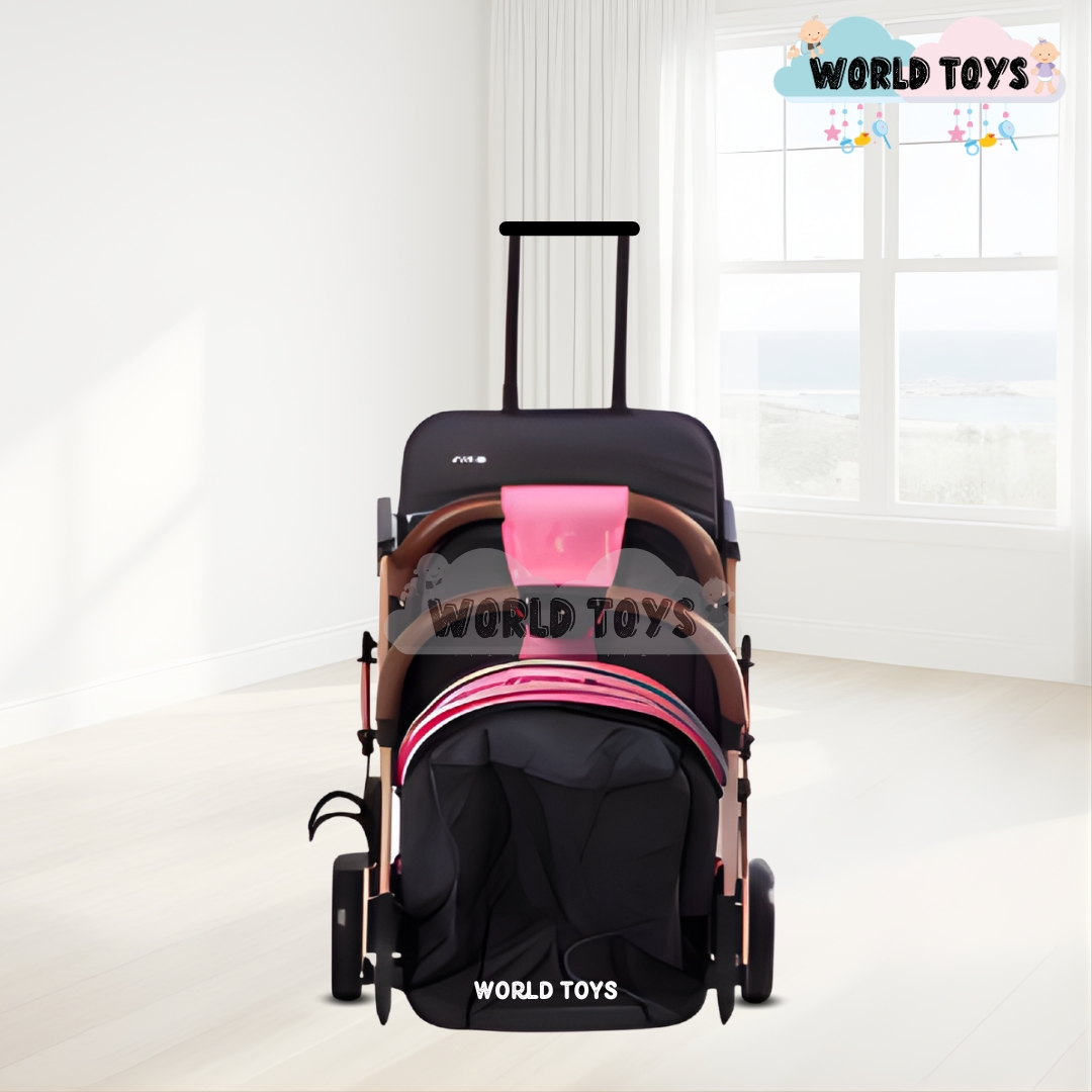 COCHE DE PASEO MALETA EBABY «SUNNY GOLD» ROSADO - 4