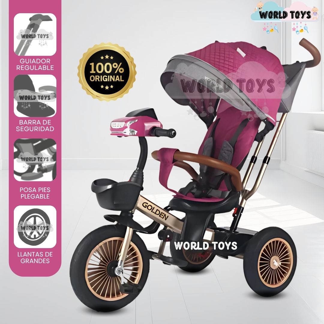 TRICICLO GIRATORIO VOYAGE «GOLDEN II NEW» FUCSIA - 1