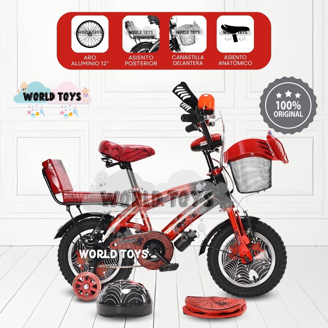 BICICLETA PARA NIÑO ARO 12 «SPIDER BIKE» RED - 1