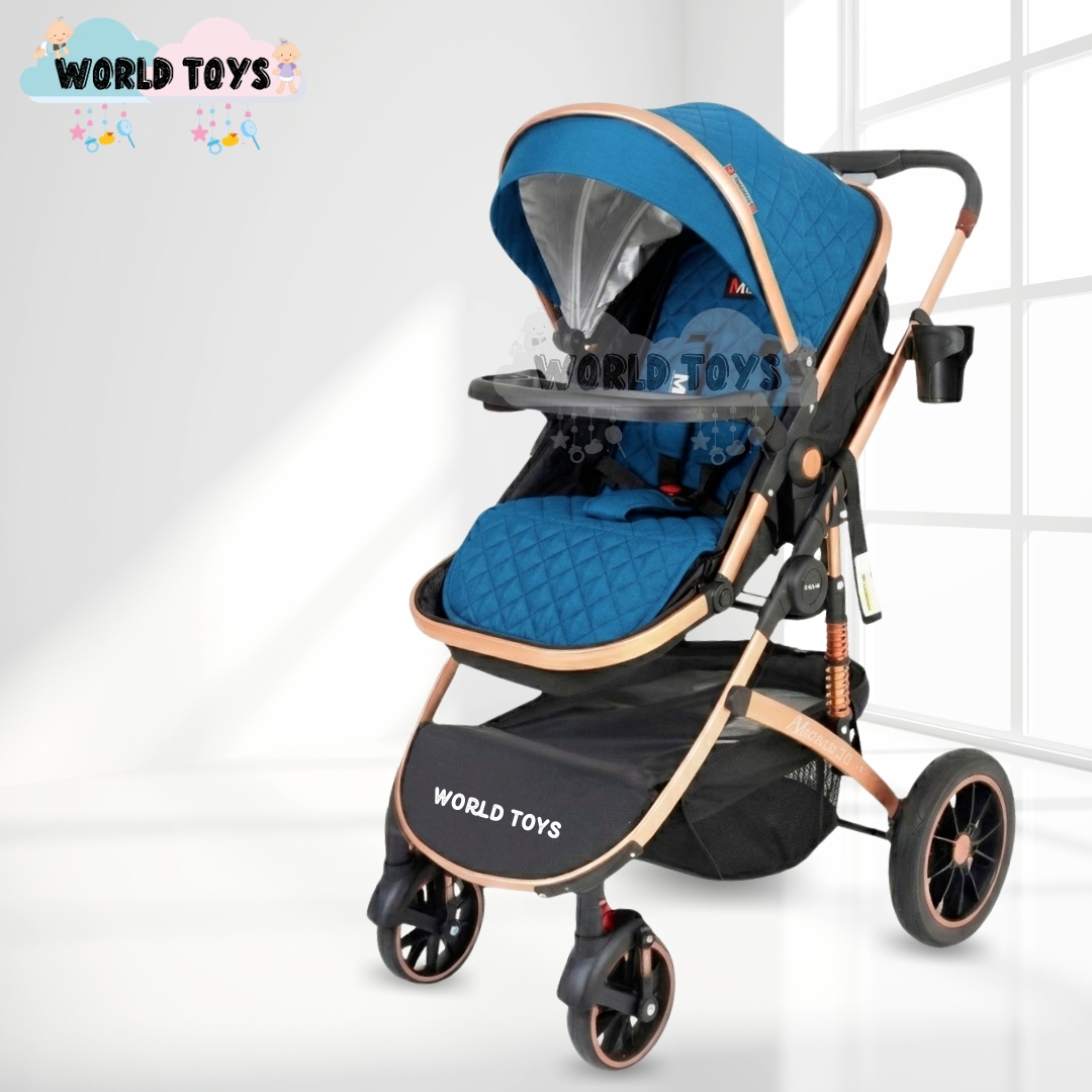 COCHE MOISÉS BABY CRAFT VERONA GOLD AZUL 4 EN 1 CON PORTA BEBÉ - 4