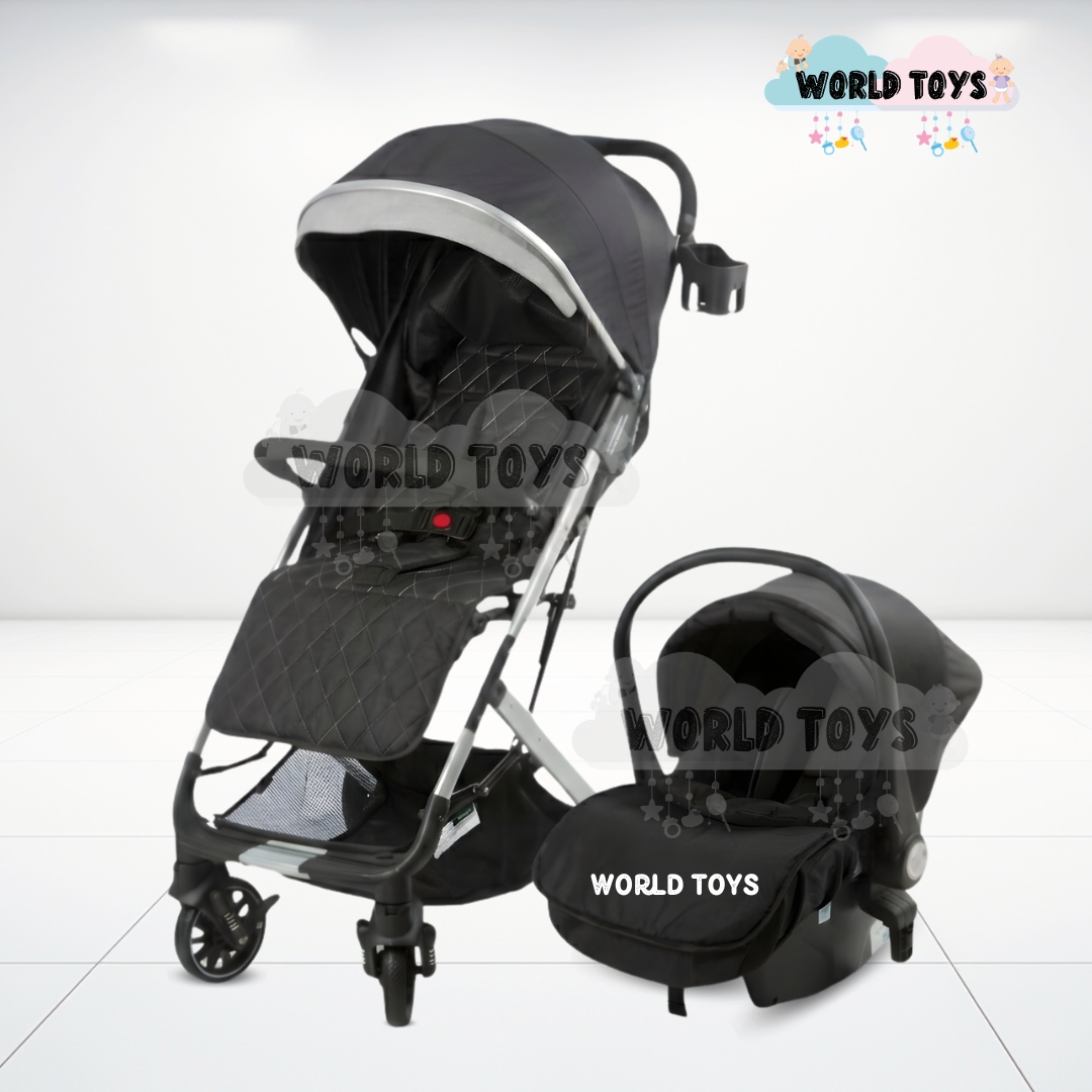 COCHE PASEO EBABY DOLCE PRAGA NEGRO MALETA CON PORTABEBÉ - 4