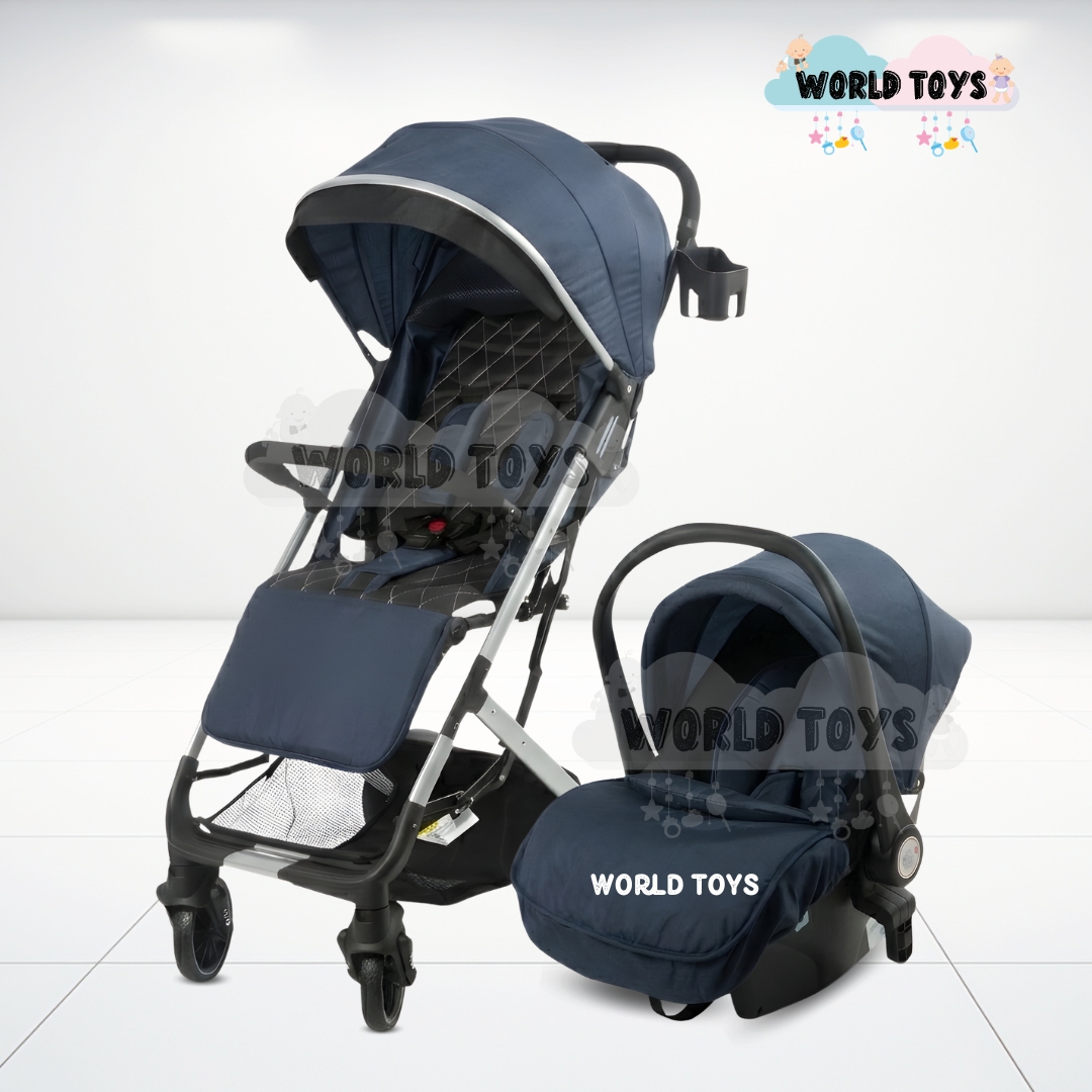 COCHE PASEO EBABY DOLCE PRAGA AZUL MALETA CON PORTABEBÉ - 4