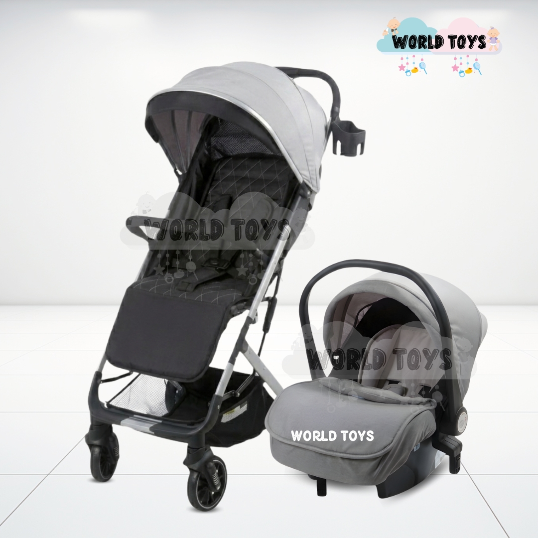 COCHE PASEO EBABY DOLCE PRAGA GRIS MALETA CON PORTABEBÉ - 4