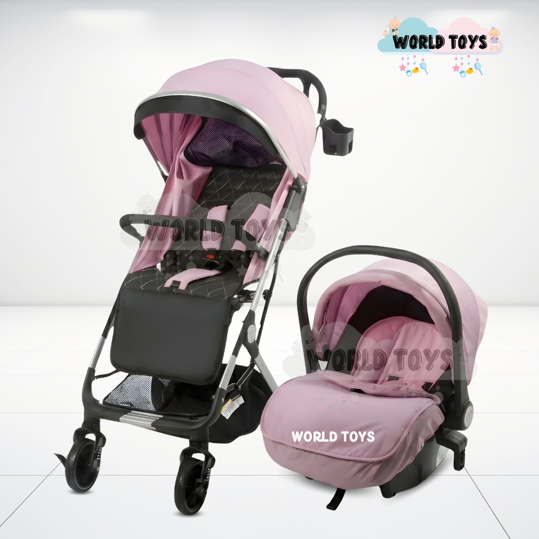COCHE PASEO EBABY DOLCE PRAGA ROSADO MALETA CON PORTABEBÉ - 4