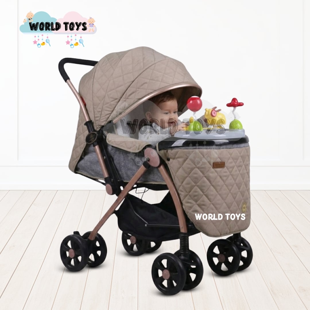 COCHE CUNA CONFORT SUMMER DREAM BEIGE MUSICAL LUJO - 5