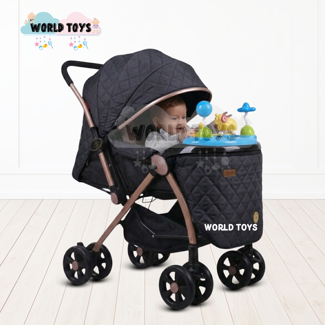 COCHE CUNA BABY SUMMER DREAM NEGRO MUSICAL LUJO - 5