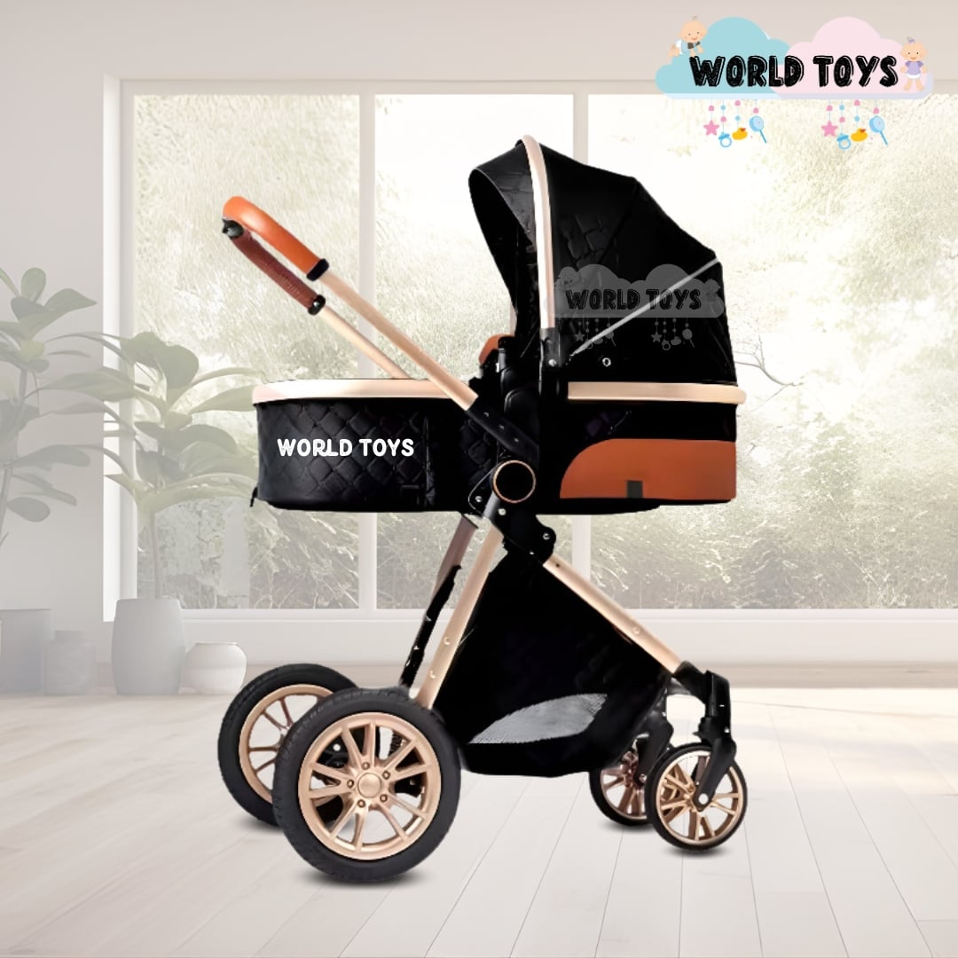 COCHE CUNA BABY GOLD LABELL NEGRO MOISÉS LUJO CON PORTABEBÉ - 3