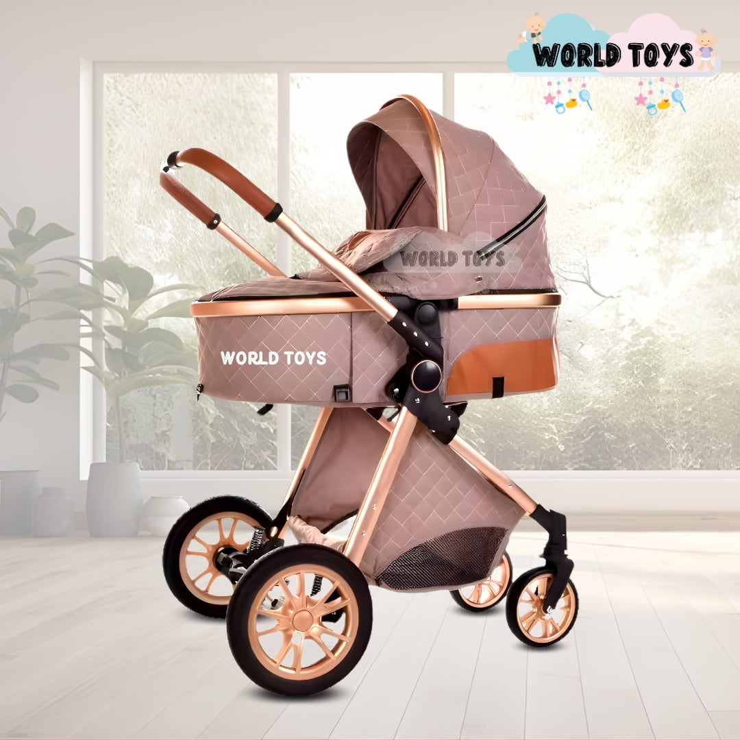 COCHE CUNA BABY GOLD LABELL CAFÉ MOISÉS LUJO CON PORTABEBÉ - 3