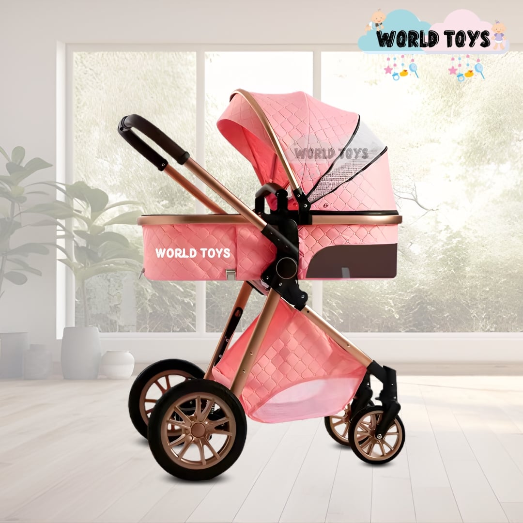 COCHE CUNA BABY GOLD LABELL ROSA MOISÉS LUJO CON PORTABEBÉ - 3