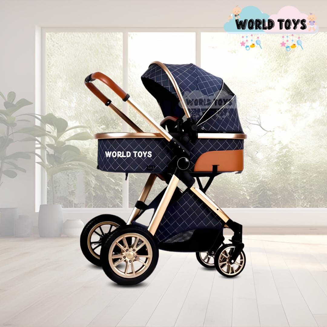 COCHE CUNA BABY GOLD LABELL AZUL MOISÉS LUJO CON PORTABEBÉ - 3
