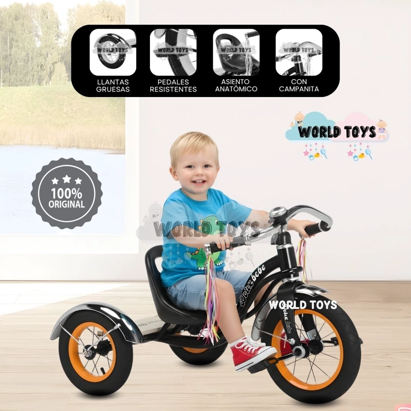 TRICICLO BABY CAKEPOP NEGRO CHAVITO VINTAGE - 1