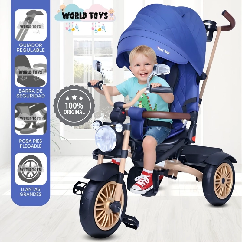 TRICICLO BABY TOYS WALK AZUL GUIADOR - 1
