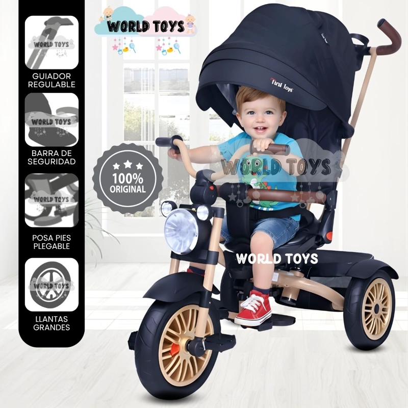 TRICICLO BABY TOYS WALK NEGRO GUIADOR - 1