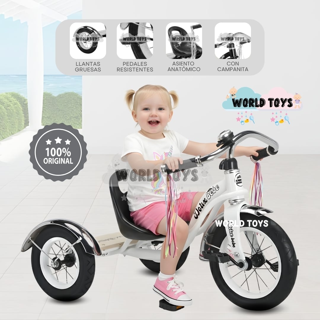 TRICICLO BABY CAKEPOP BLANCO CHAVITO VINTAGE - 1