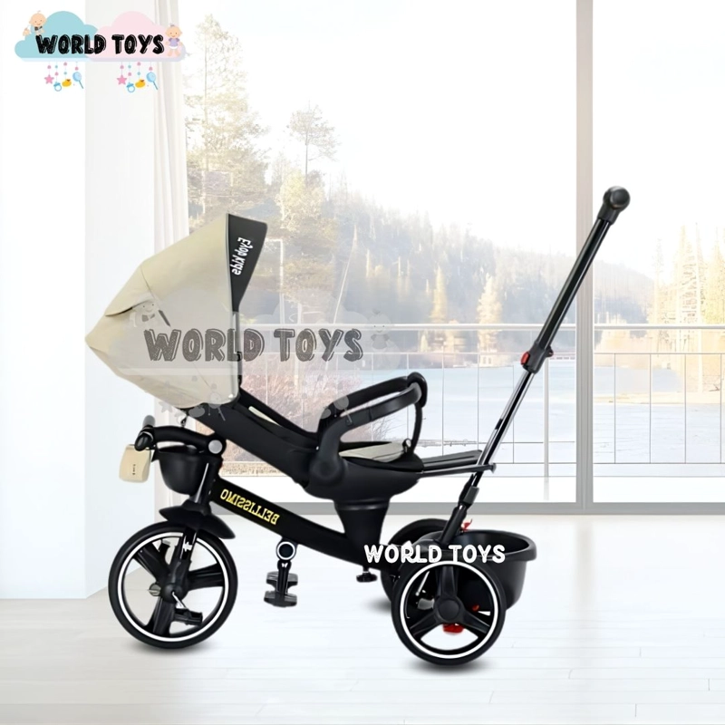 TRICICLO BEAUTIFUL BELLISSIMO BEIGE GUIADOR ITALIANO - 4