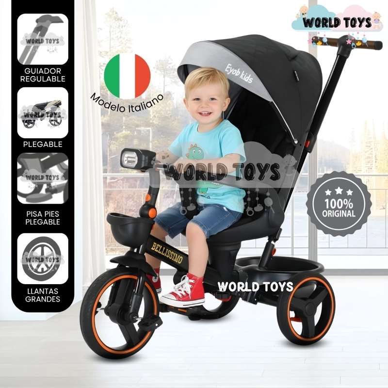 TRICICLO BEAUTIFUL BELLISSIMO NEGRO GUIADOR ITALIANO - 1
