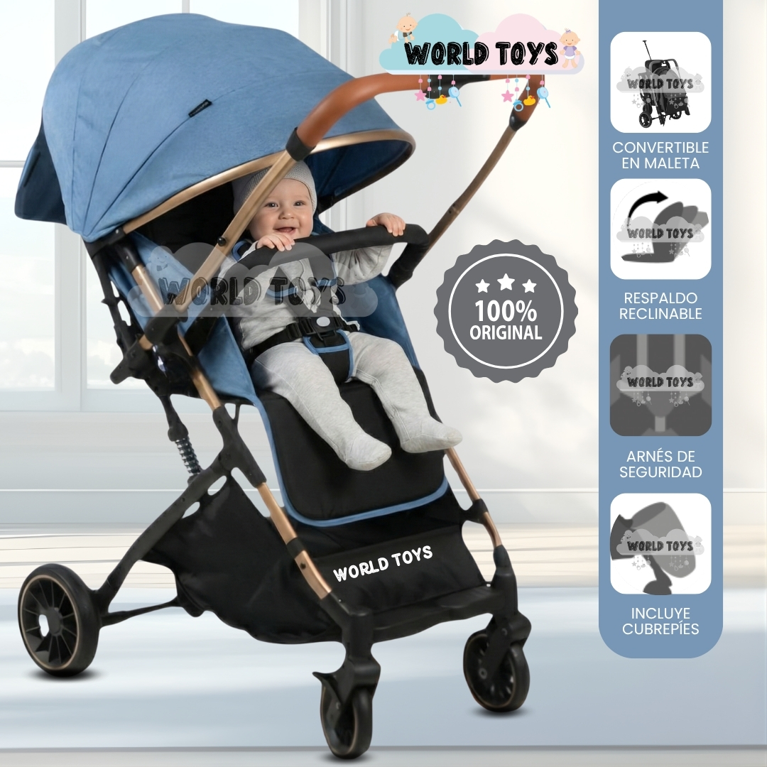 COCHE TRAVEL SYSTEM BABY EVO AZUL MALETA LUJO - 1