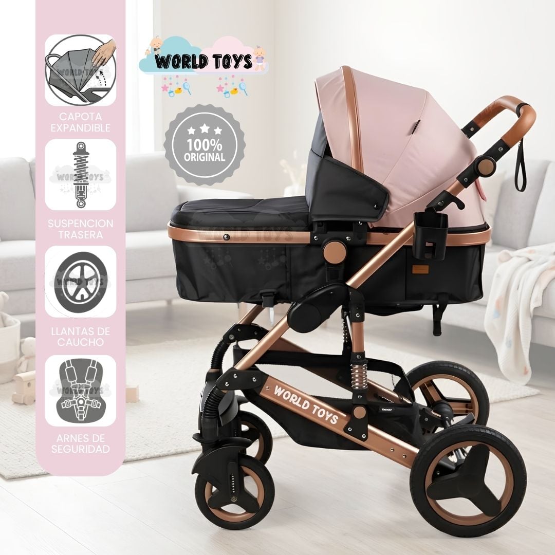 COCHE CUNA EBABY SAGIRA ROSA EDICIÓN LIMITADA - 2