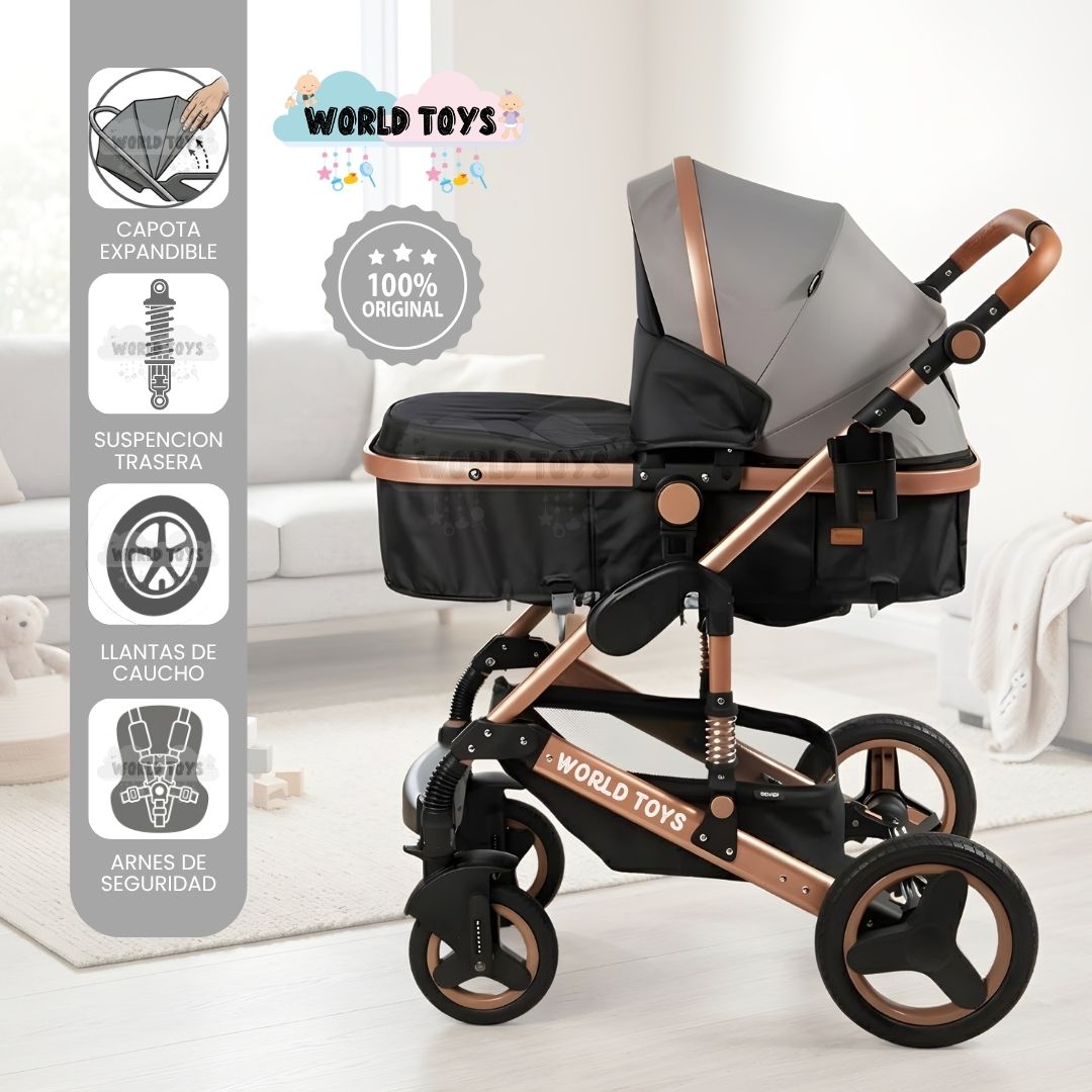 COCHE CUNA EBABY SAGIRA GRIS EDICIÓN LIMITADA - 2