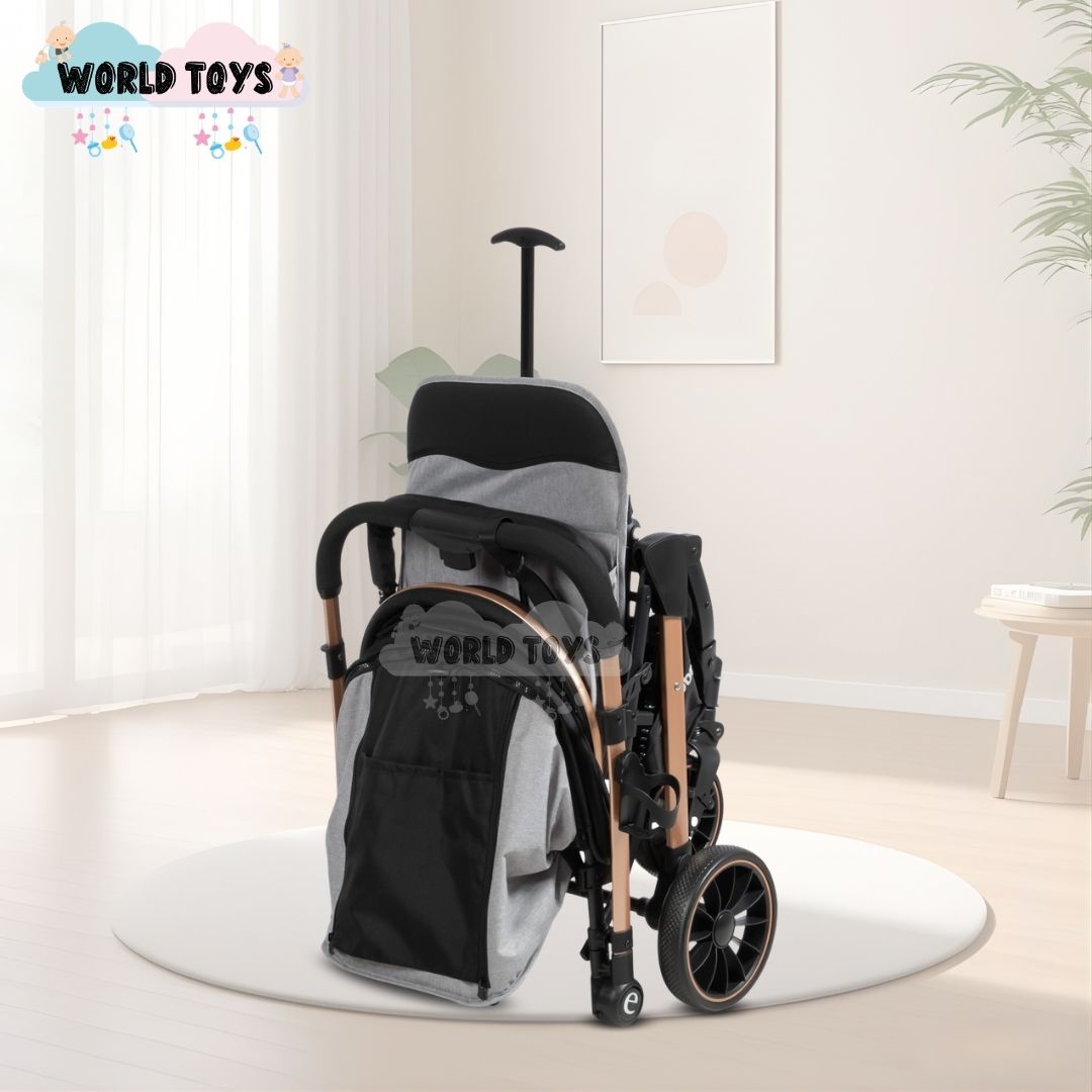 COCHE MALETA DE LUJO PARA BEBÉ «J' SPARROW» CON PORTABEBÉ ROSADO - 5