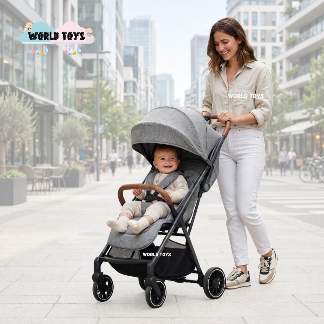 COCHE MALETA PARA BEBÉ «SAFFE» DE FÁCIL PLEGADO GRIS - 3