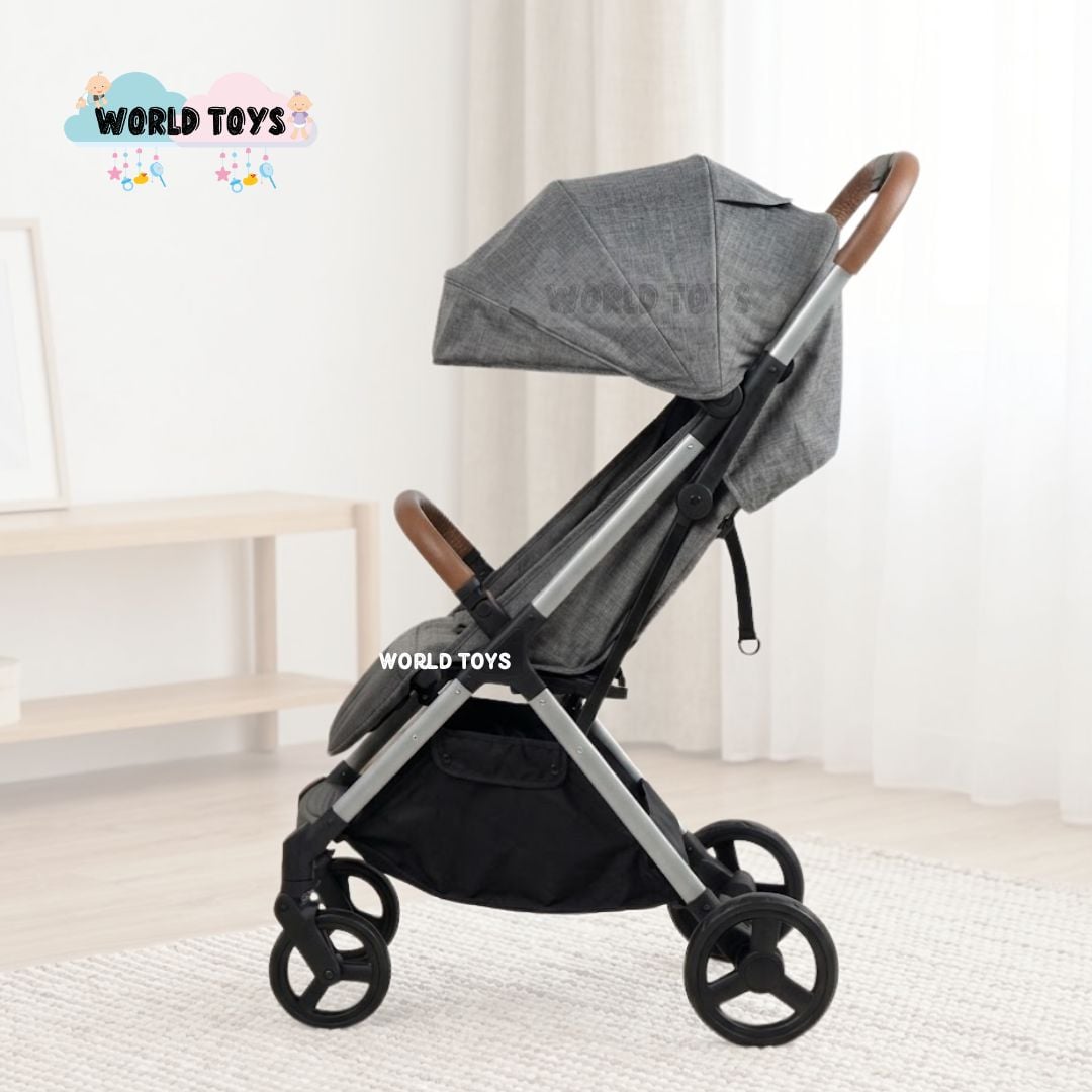 COCHE MALETA PARA BEBÉ «SAFFE» DE FÁCIL PLEGADO GRIS - 4