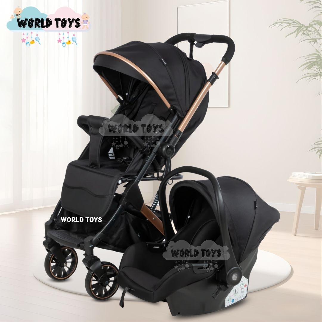 COCHE MALETA DE LUJO PARA BEBÉ «J' SPARROW» CON PORTABEBÉ NEGRO - 2