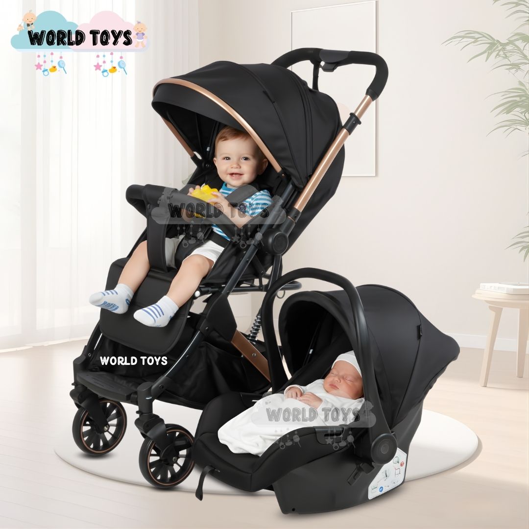 COCHE MALETA DE LUJO PARA BEBÉ «J' SPARROW» CON PORTABEBÉ NEGRO - 3
