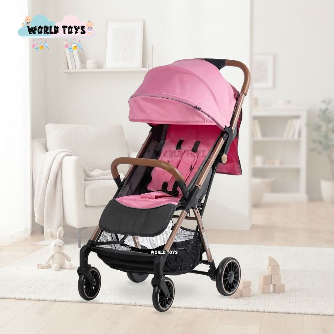 COCHE MALETA PARA BEBÉ «SAFFE» DE FÁCIL PLEGADO ROSA - 5