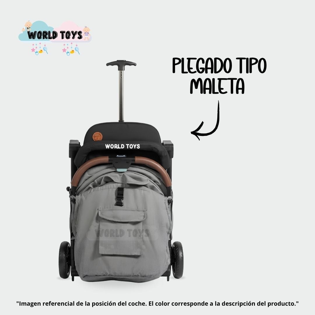 COCHE MALETA PARA BEBÉ «SAFFE» DE FÁCIL PLEGADO NEGRO - 2
